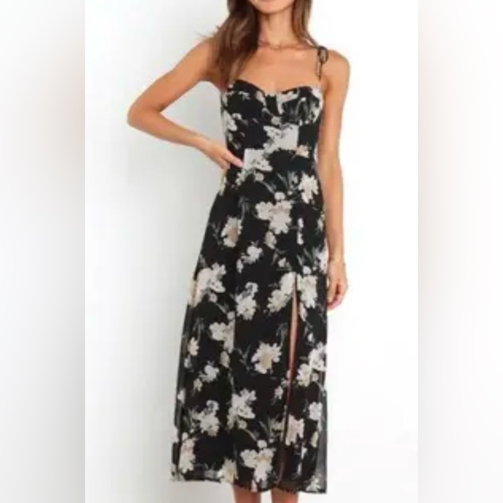 Petal & Pup Black Floral Midi Dress